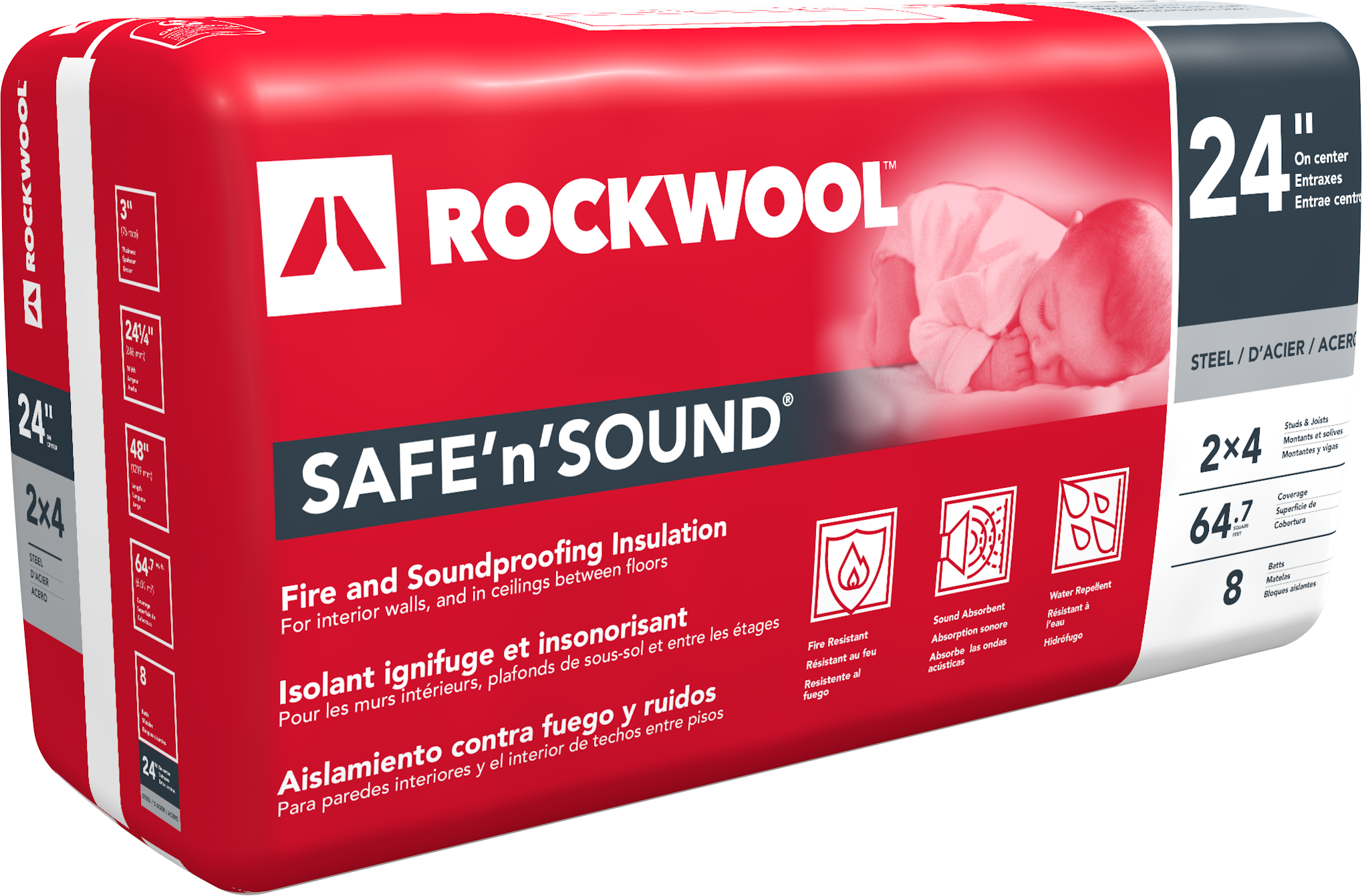 ROCKWOOL Safe'N'Sound Insulation - 3" Thick