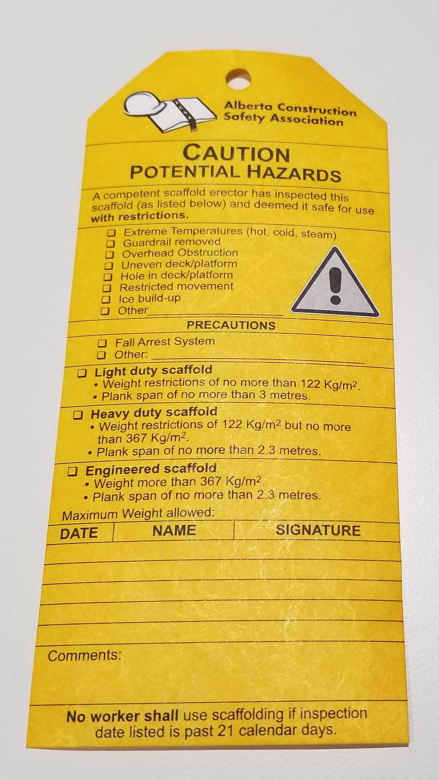 ACSA Scaffold Tags